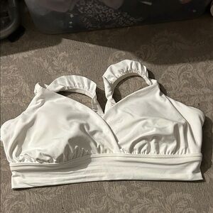 Aerie white ruffle sports bra